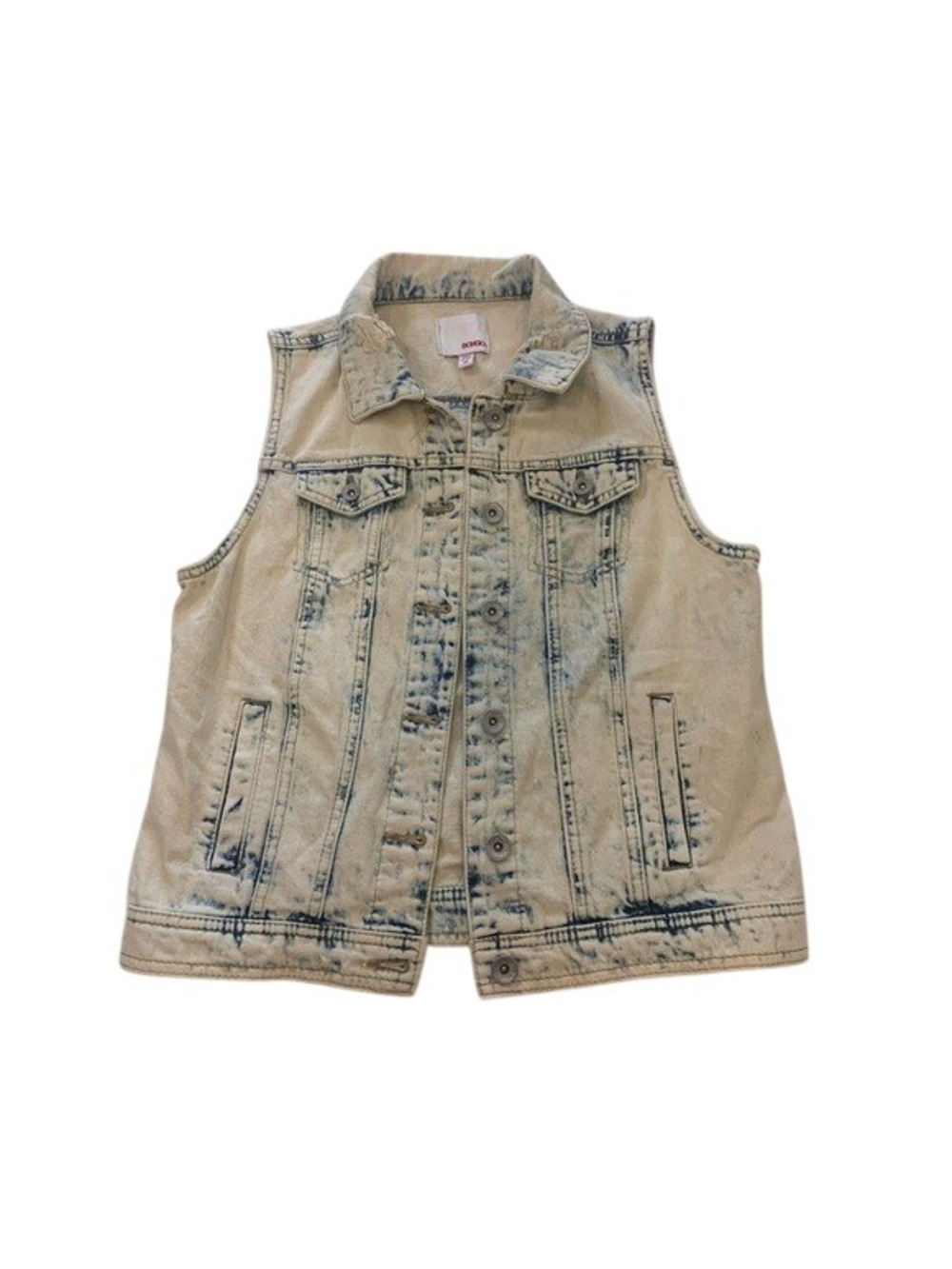 Bongo Medium Denim Vest Acid Wash Light Tan Button Front Cotton Womens (Bin C)